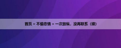 首页 » 不偷恋情 » 一次放纵，没再联系（续）